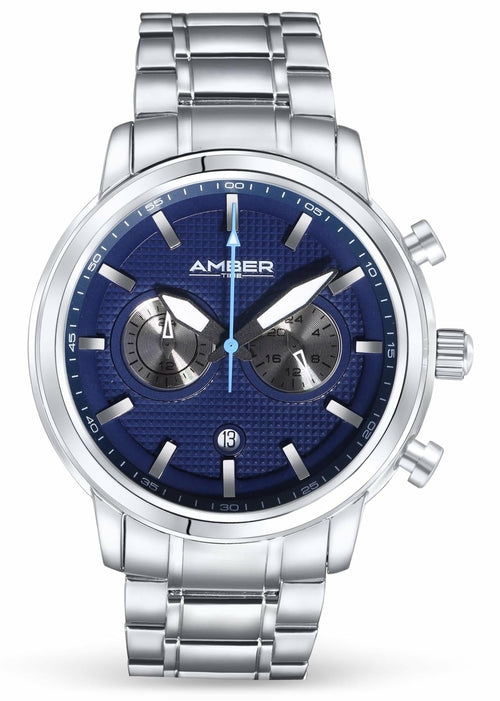 Montre Homme Chronographe Amber Time – Acier Inoxydable, Étanche 50m