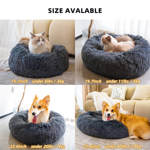 Lit pour animaux de compagnie pour chats et chiens, panier lavable anti-anxiété en peluche douce pour chien.