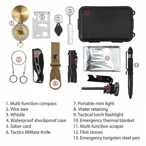 Kit de Survie Professionnel 14 en 1 – Camping & Aventures en Plein Air